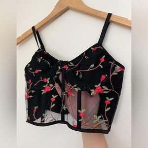 Floral embroidery bustier